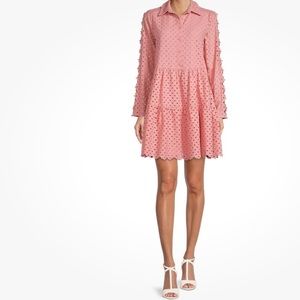 ANTONIO MELANI PATRICIA DRESS 100% COTTON BUTTON-FRONT EYELET ROSADO